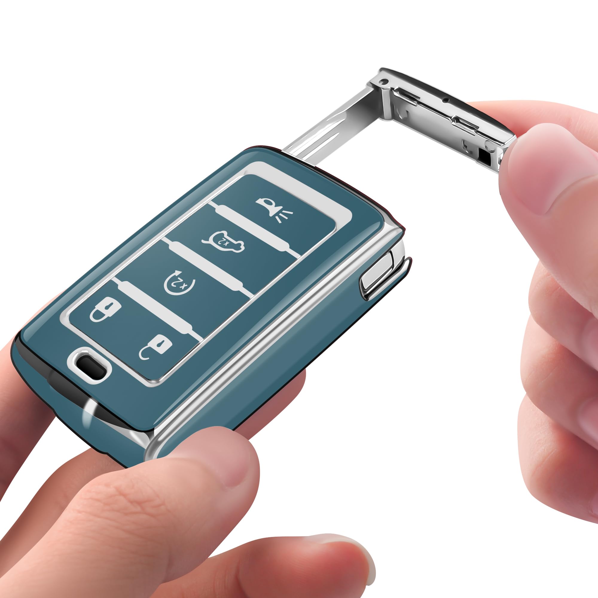 Sindeda cover installed on Jeep key illustrating full compatibility