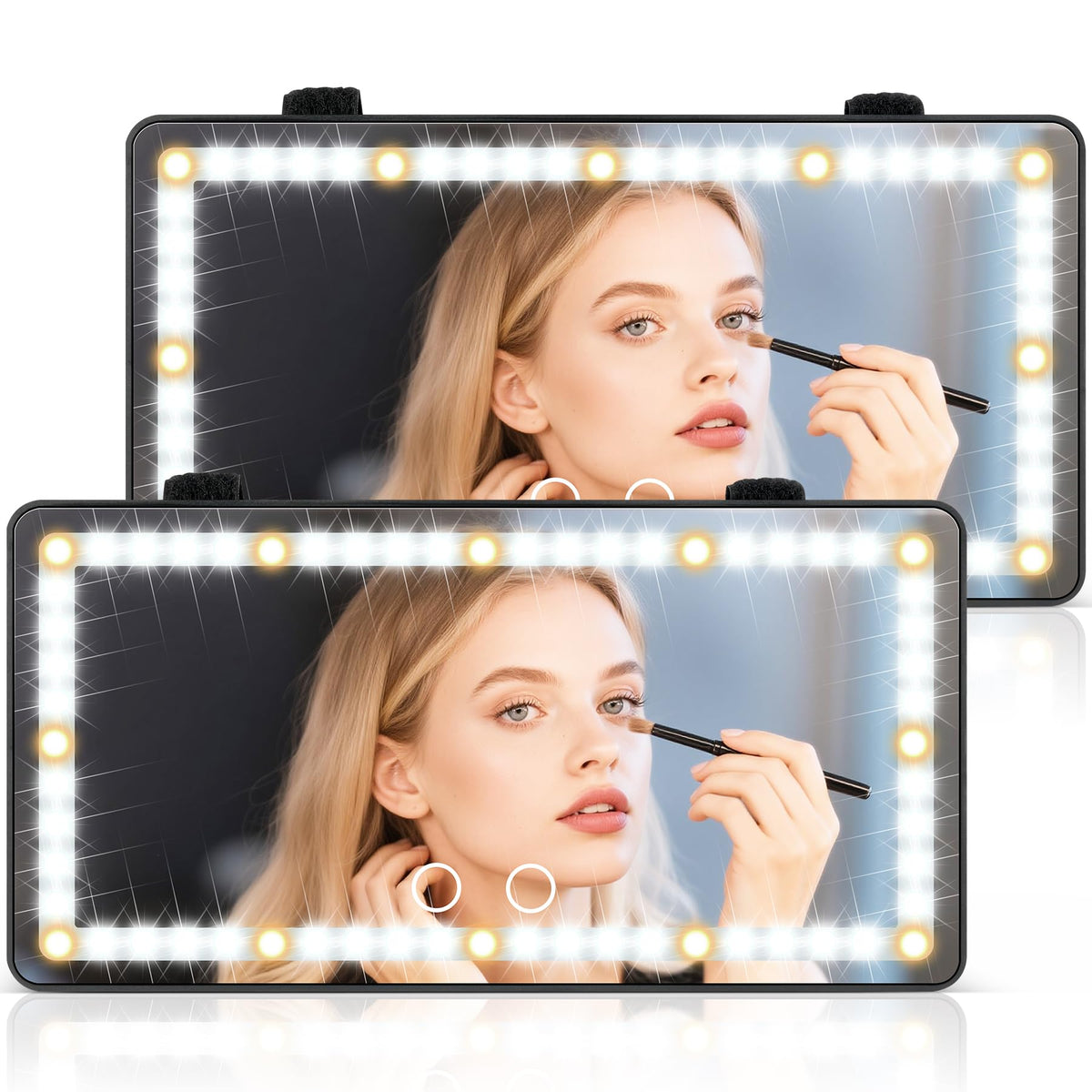 SINGARO front view of vanity mirror showing LED ring and compact design for clear lighting