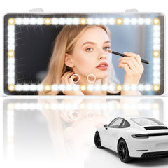 SINGARO front view of sun visor mirror showing sleek profile and bright LEDs for flawless touch-ups