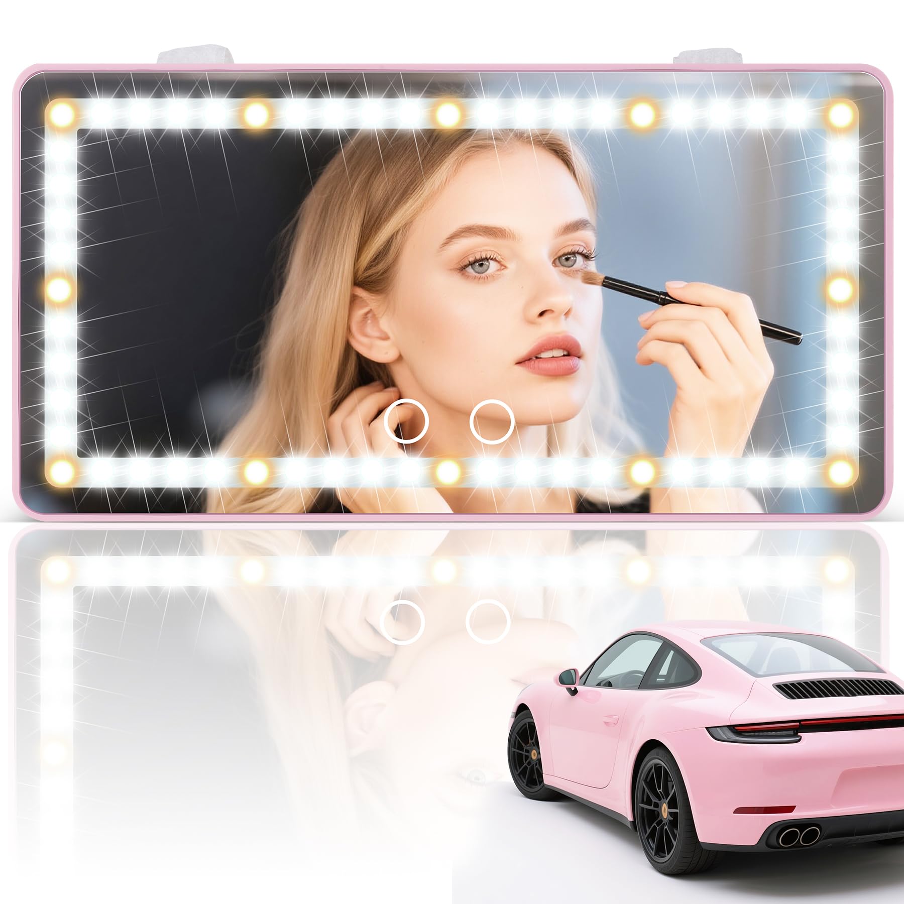 SINGARO front view vanity mirror showing frame and LEDs for clear makeup visibility