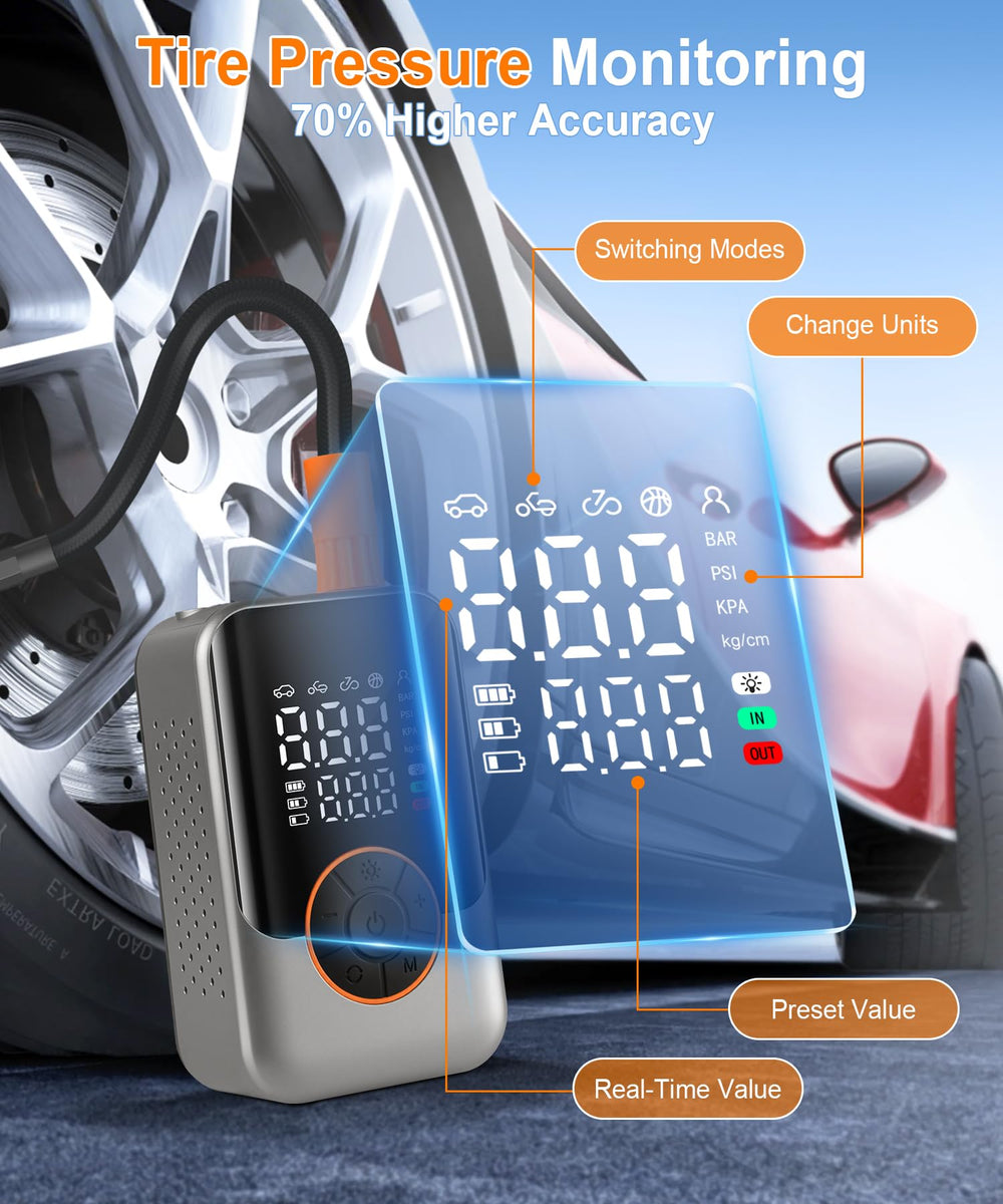 SINGARO inflator LED light in dark for roadside visibility and safety