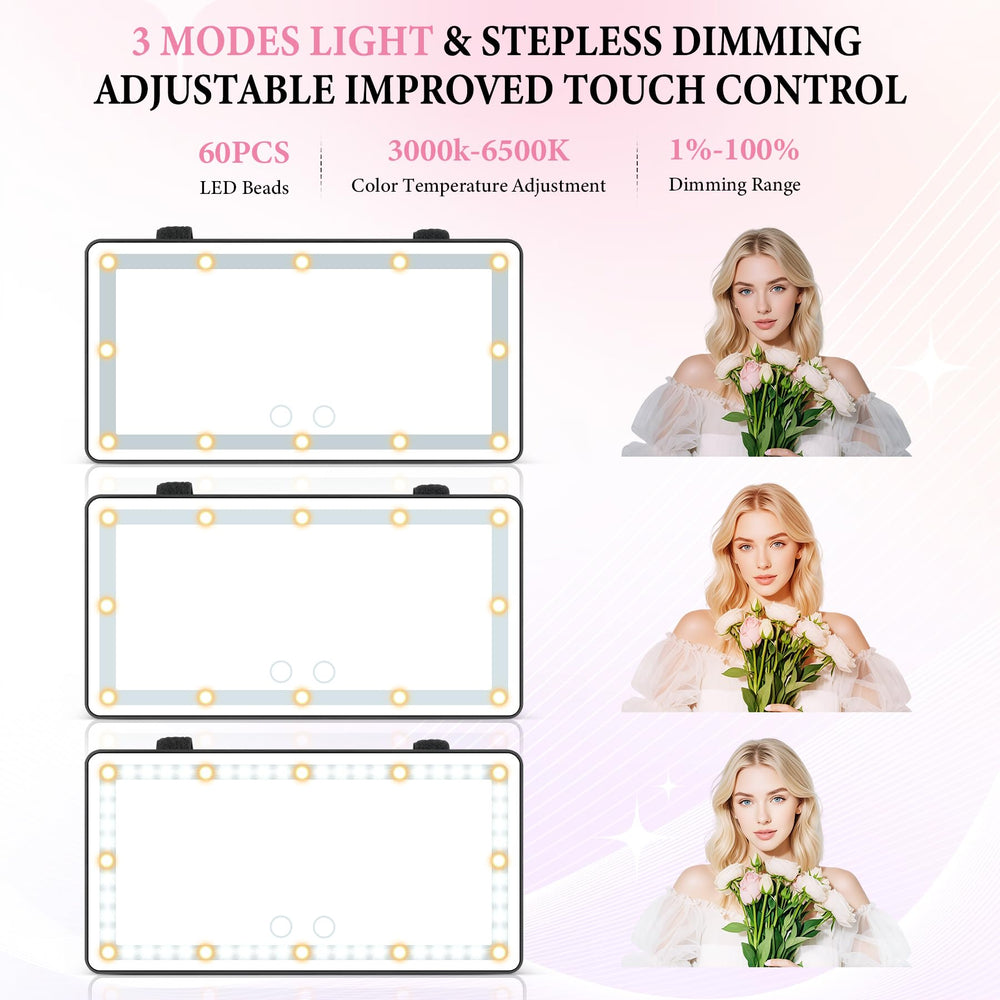 SINGARO close-up of 60 LEDs highlighting even brightness for accurate makeup
