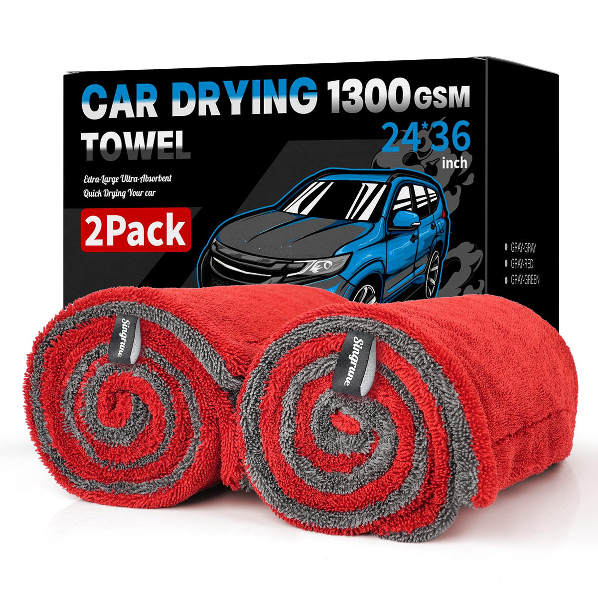 Singrune front packaging showing XL towels and two-pack benefit