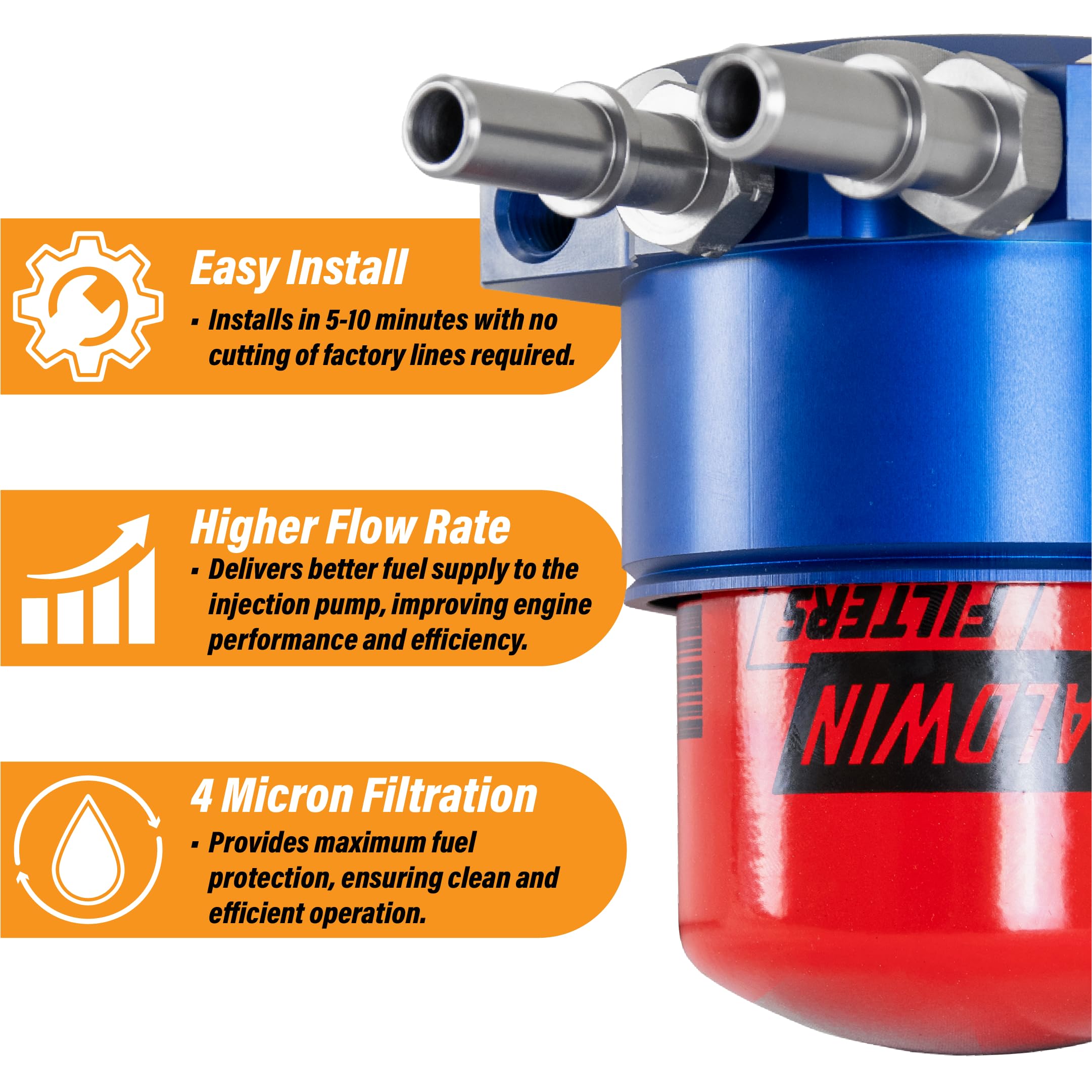 Sinister Diesel filter being hand-serviced to show tool-free maintenance benefit