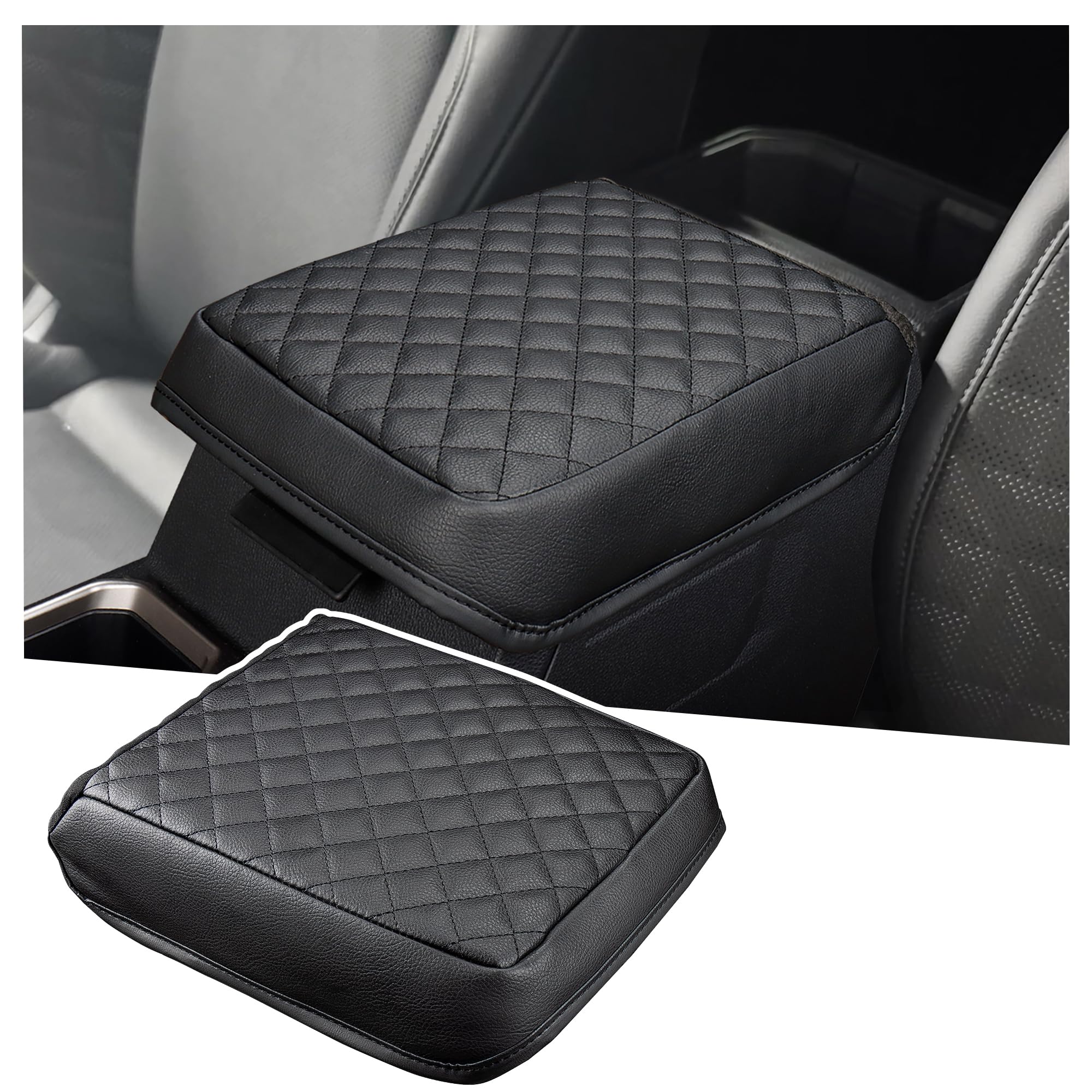 Sinminou front view of armrest cover showing neat fit and protection