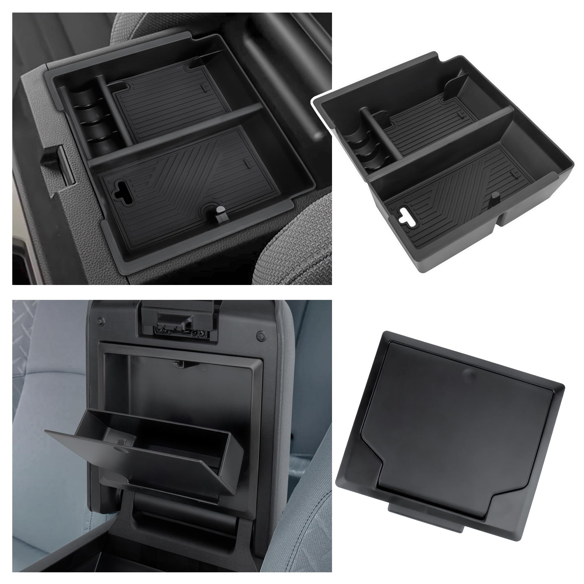Sinminou front view of armrest tray showing clean fit and added organization