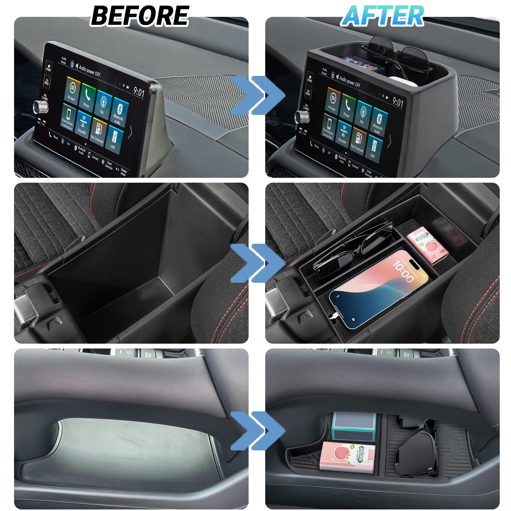 Sinminou lower console tray textured bottom preventing item slip