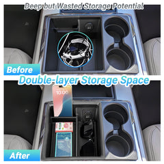 Sinminou tray installed in Dodge Ram bucket-seat console improving access and order