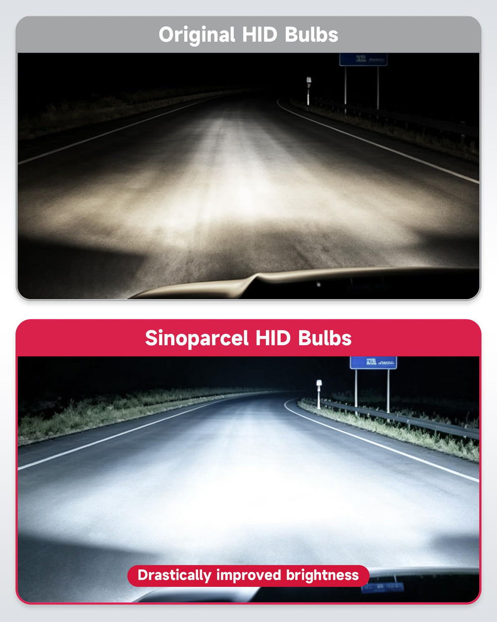 Sinoparcel beam pattern on wall illustrating bright, controlled 6000K illumination