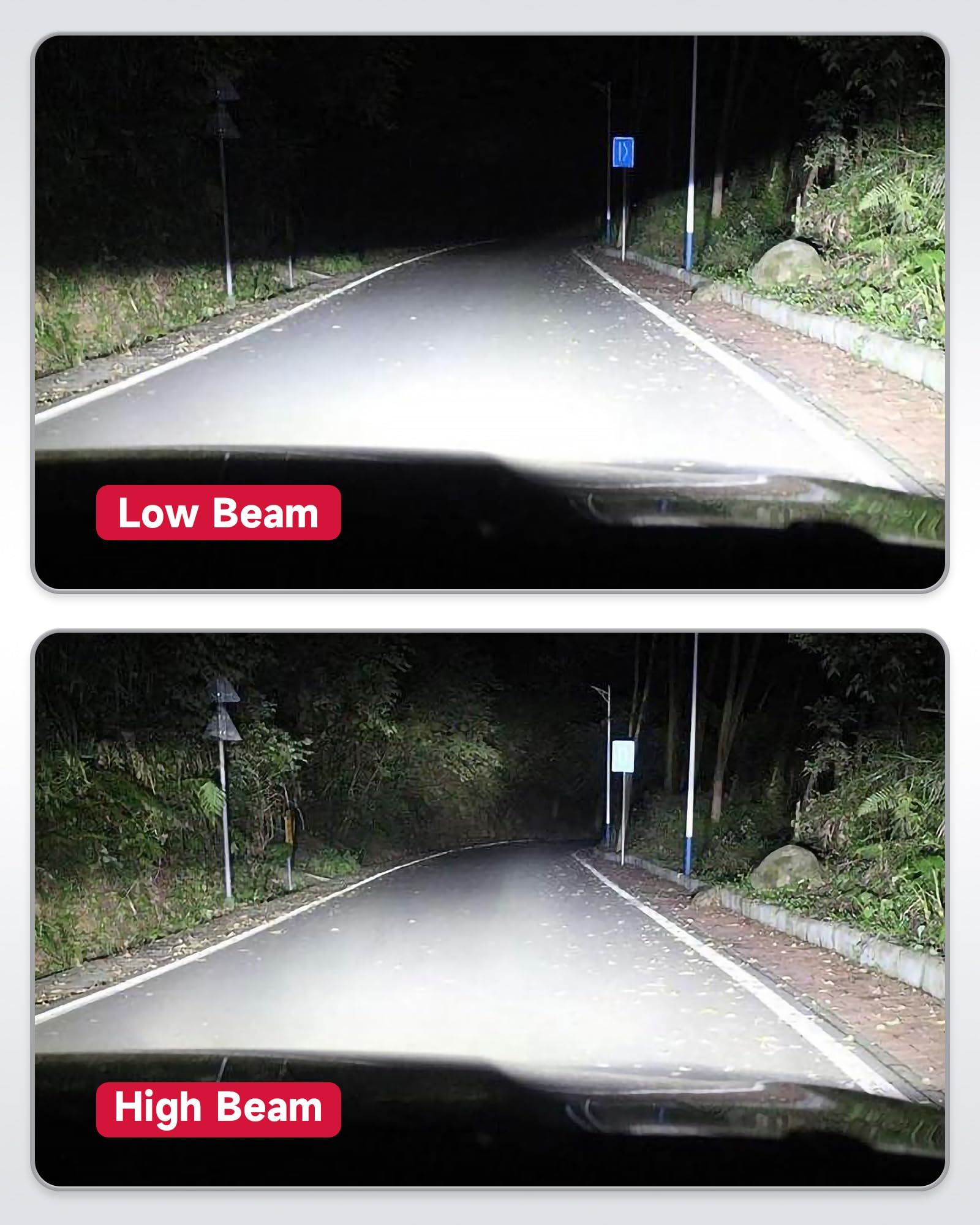 Sinoparcel bulb installed in factory headlight housing delivering correct beam cutoff