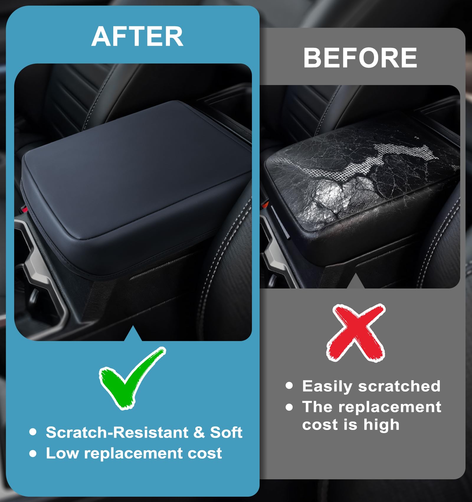 Sinvanho side profile fit on armrest illustrating snug OEM-like fit
