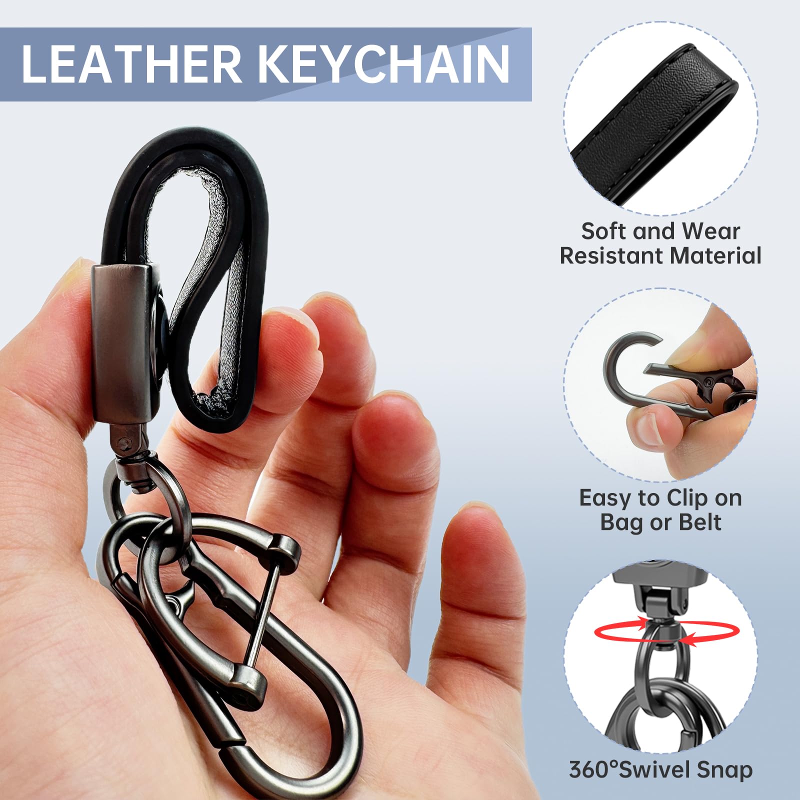 Siouensen 8-ball leather tag close-up highlighting texture and durability