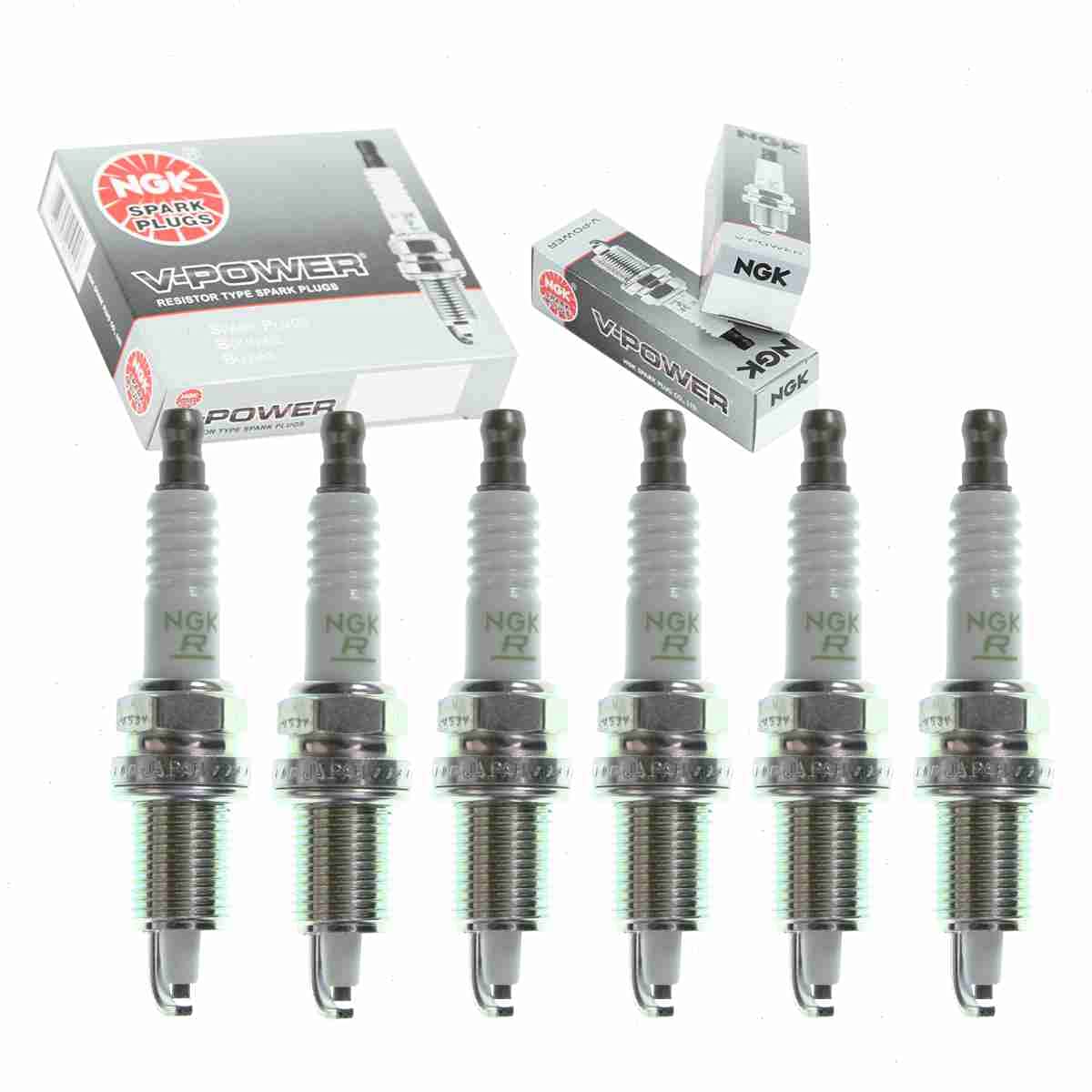 Sixity Auto NGK V‑Power front packaging showing six plugs and brand benefits