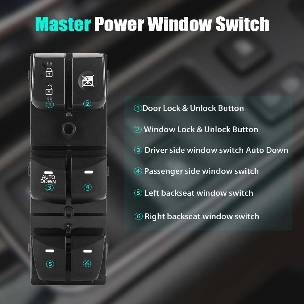 SKCEIDA AUTO DOWN button detail demonstrating tactile feel and ease of use