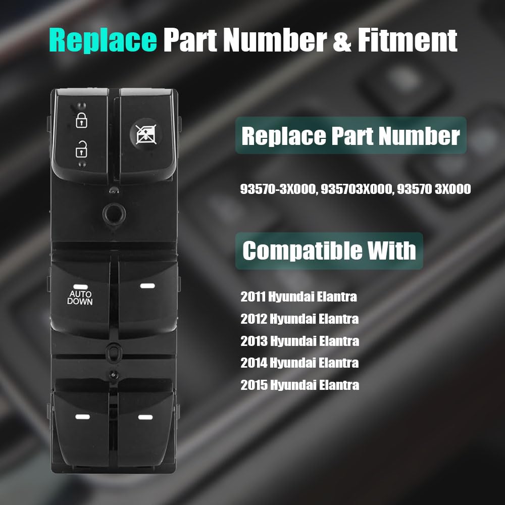 SKCEIDA master switch installed in Elantra door panel for correct OEM fitment