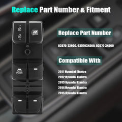 SKCEIDA master switch installed in Elantra door panel for correct OEM fitment