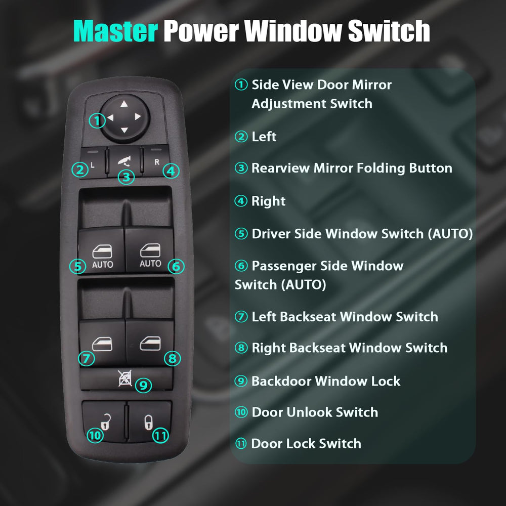 SKCEIDA switch installed in driver door demonstrating full control convenience