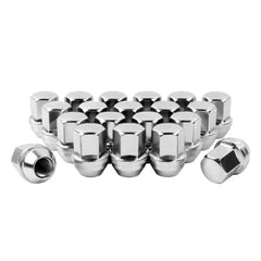 SKCOAUTO front view chrome lug nuts showing complete 20-piece set and fitment benefits