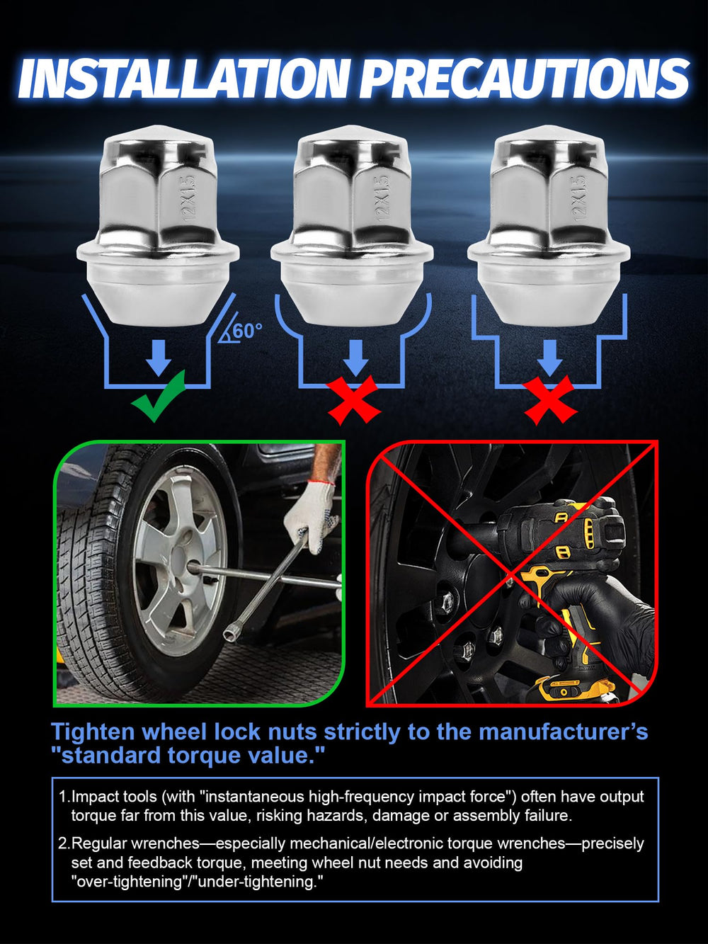 SKCOAUTO lug nut installed on wheel demonstrating proper seating and secure fit