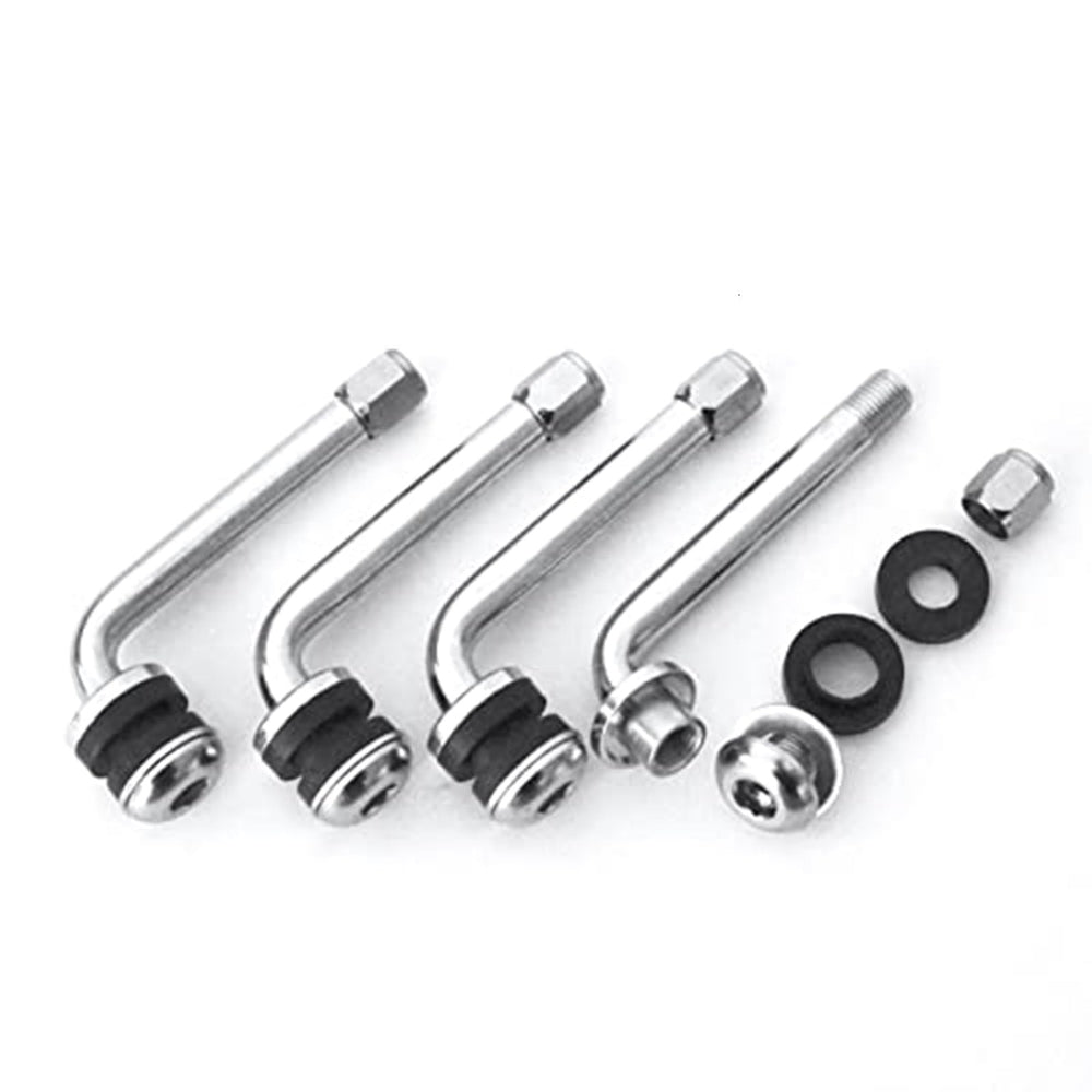 Skdorpfm Griplow chrome valve stems front view showing four stems and caps, improved wheel aesthetics