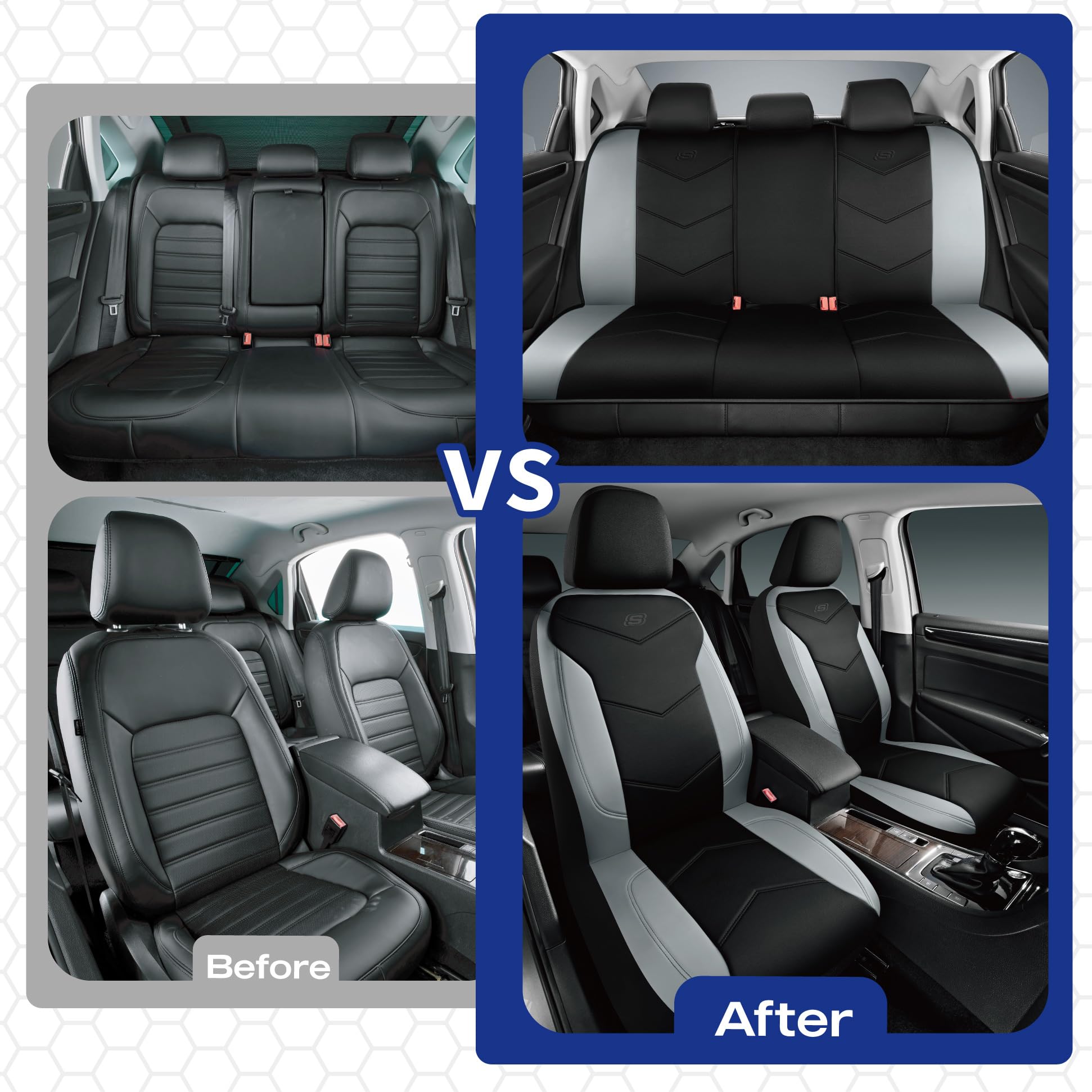 Skechers back of seat and headrest fit showing neat coverage