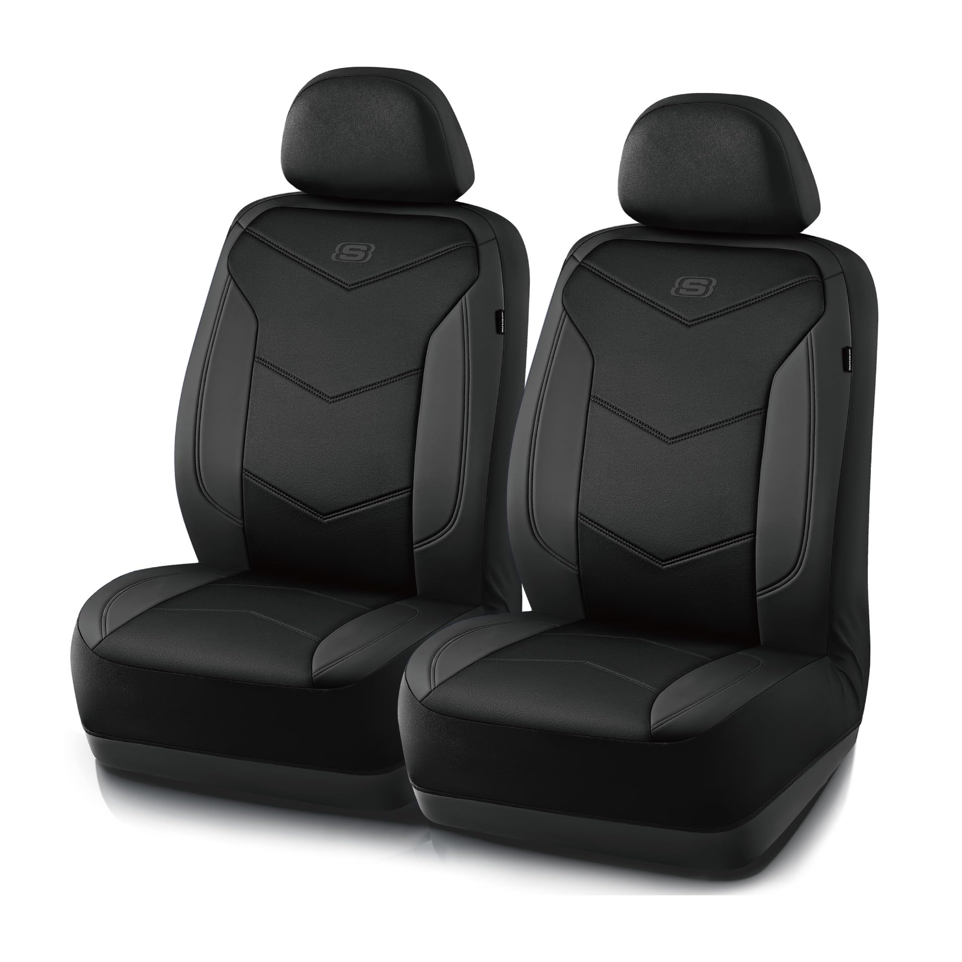 Skechers front seat cover installed showing renewed interior look and protection