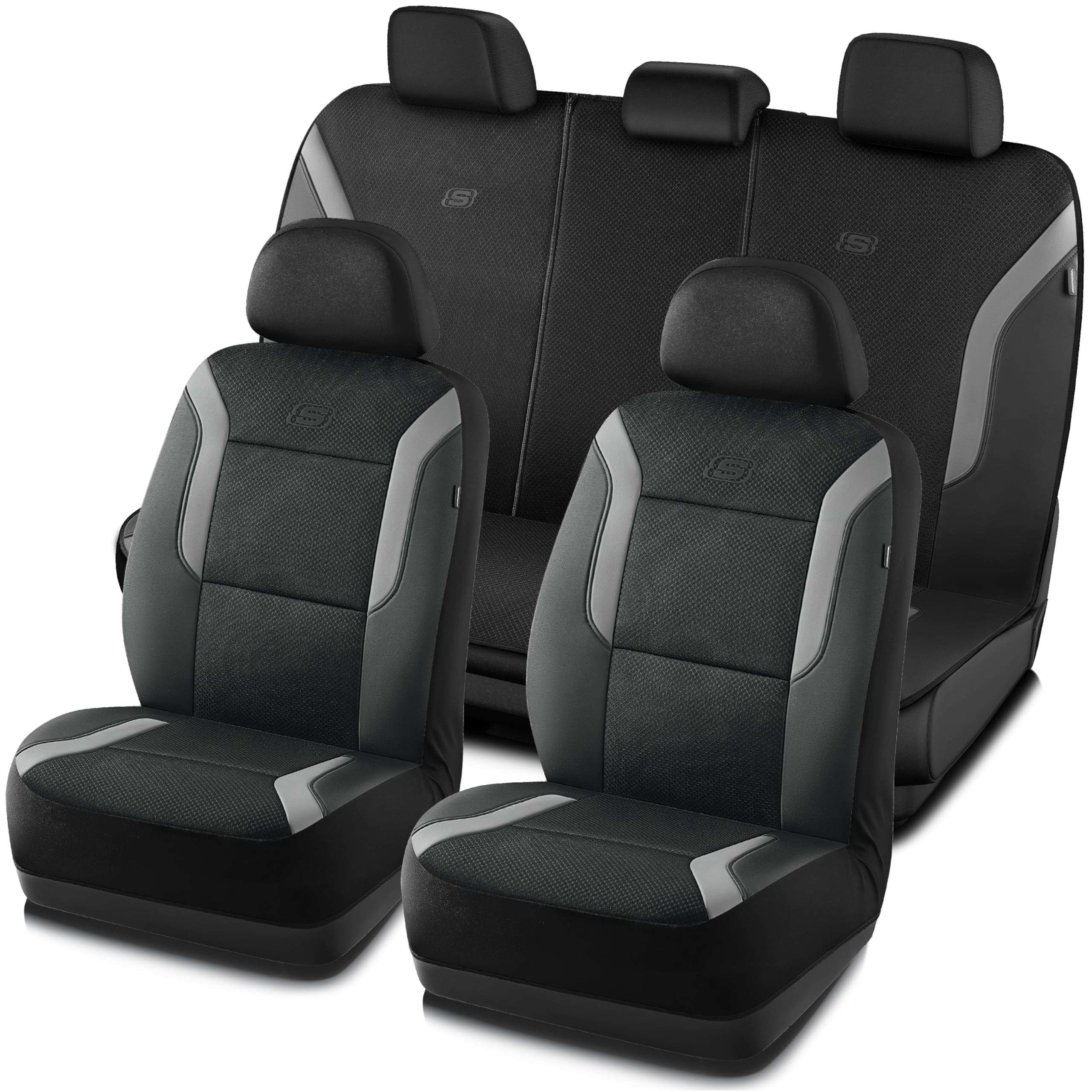 Skechers front seat covered in grey showing fit and comfort