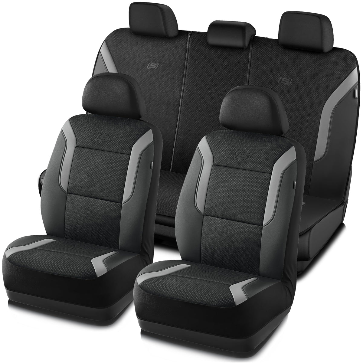 Skechers front seat covered in grey showing fit and comfort