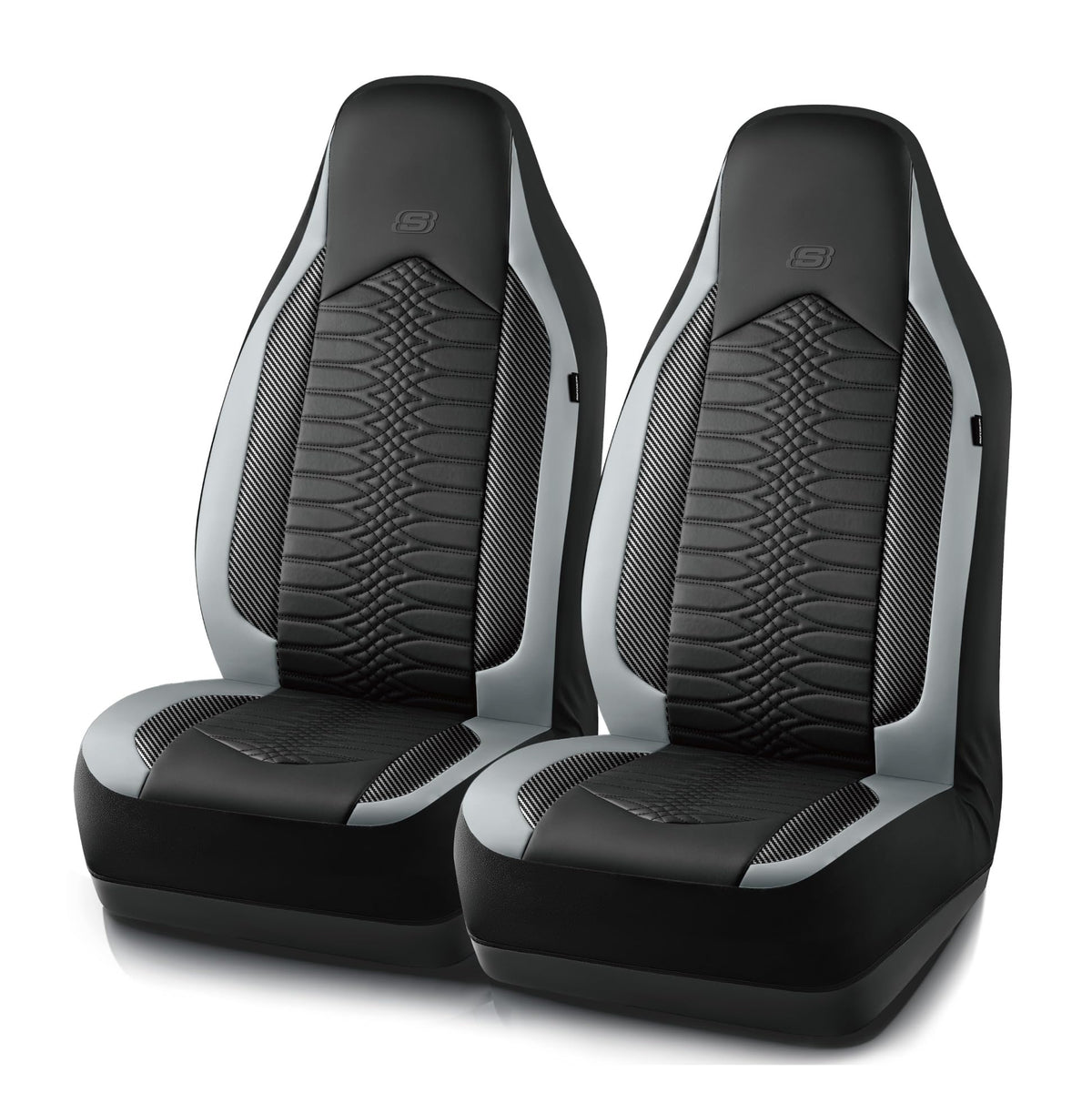 Skechers front seat covers installed showing clean, protected seats and refined look