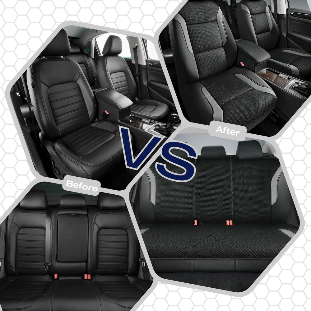Skechers seat covers in car lifestyle scene showing upgraded interior