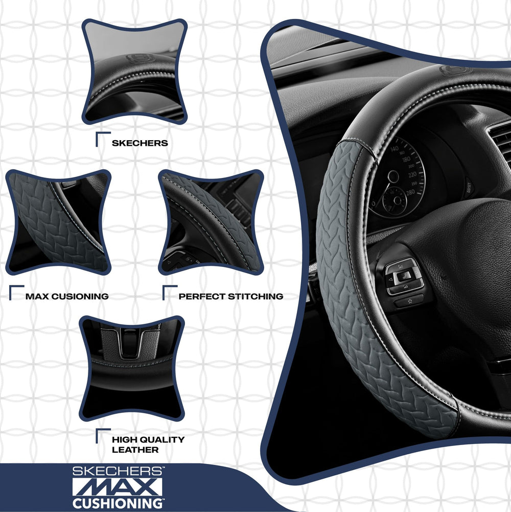 Skechers installed on wheel demonstrating improved grip and driving comfort