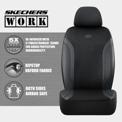 Skechers leather trim closeup showing durable cushion surface benefit