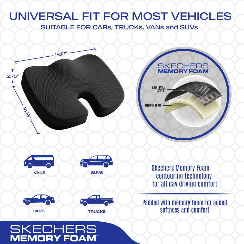 Skechers non‑slip rubber base keeps cushion steady on seats