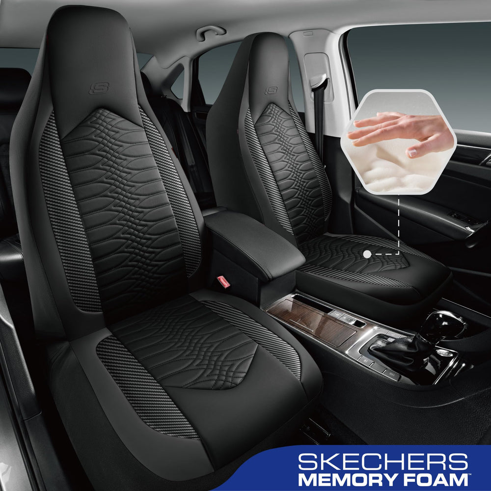 Skechers close-up of quilted leather texture for premium look and grip