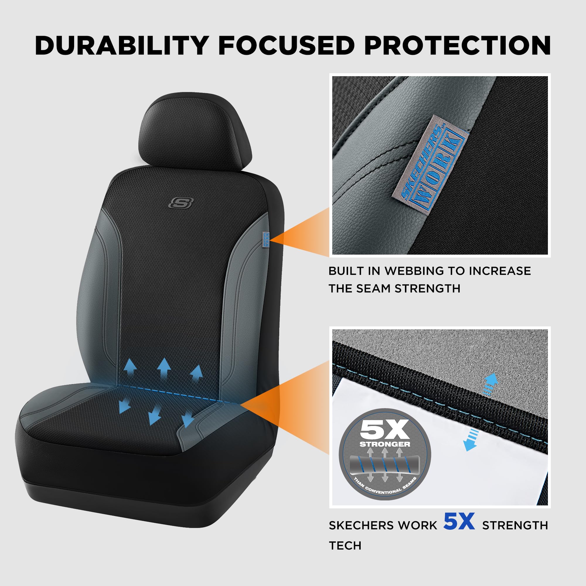 Skechers reinforced webbing stitching detail for five-times stronger support