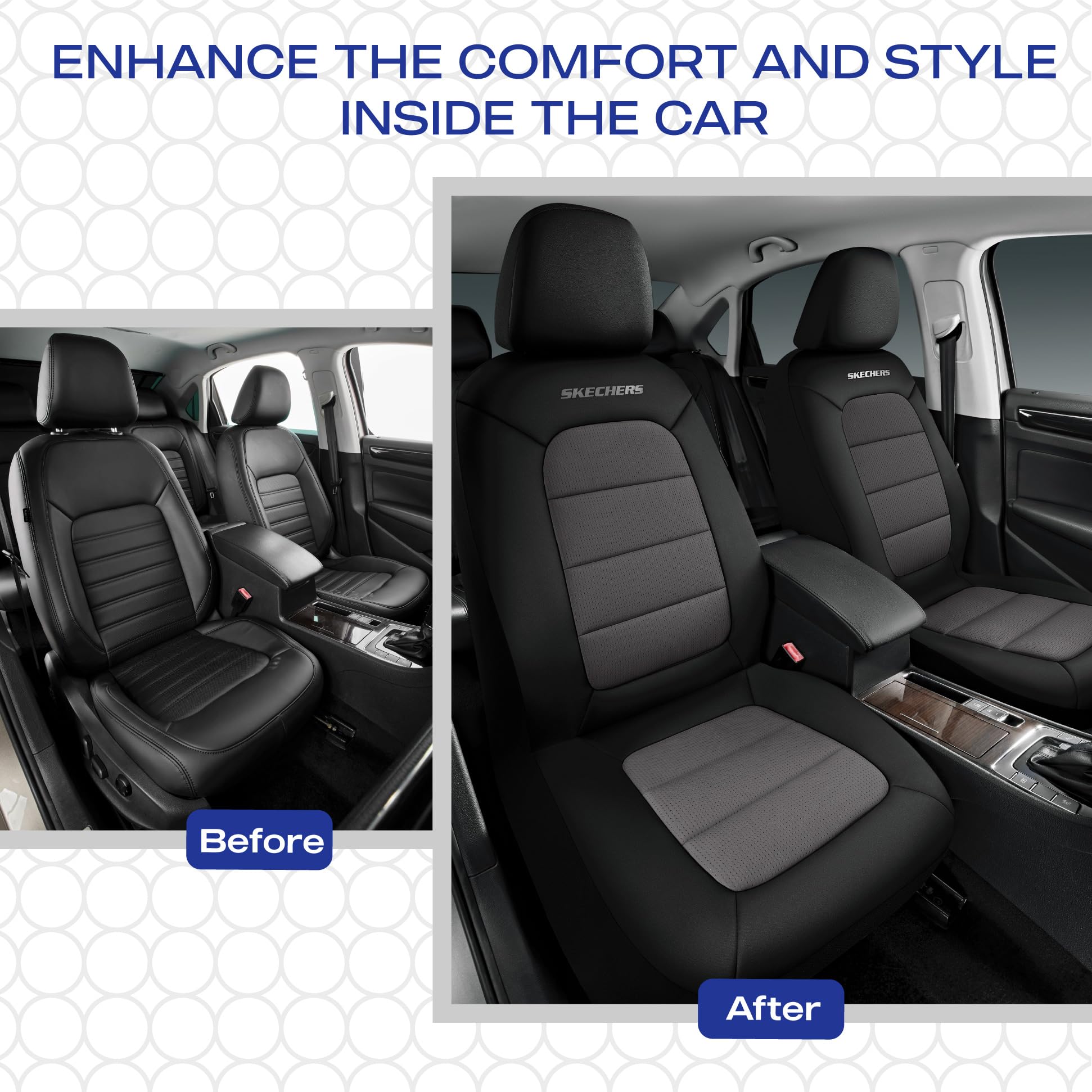 Seat comparison showing Skechers cover thickness and slim profile for fit