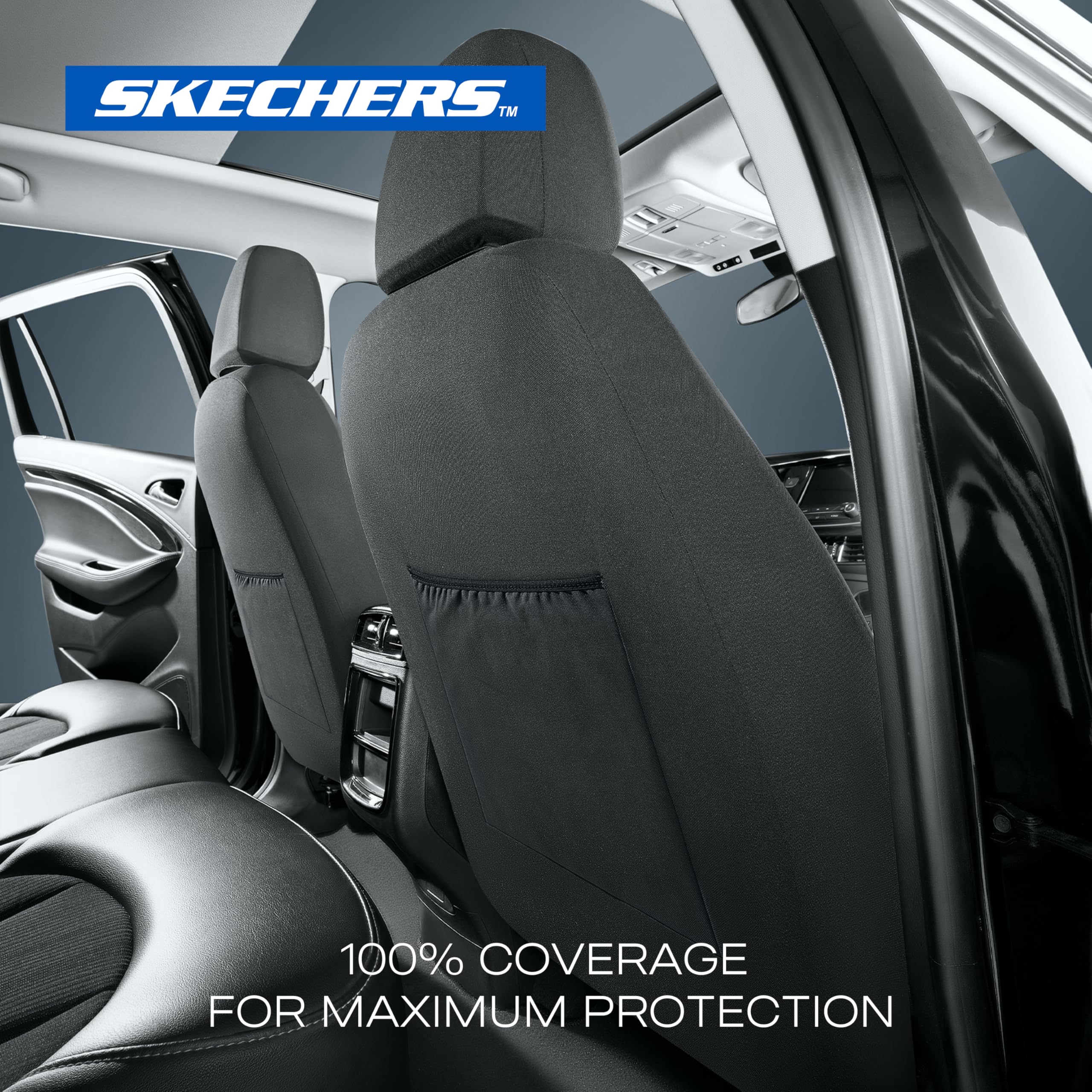 Skechers fastening straps and hooks detail for secure, tool-free installation