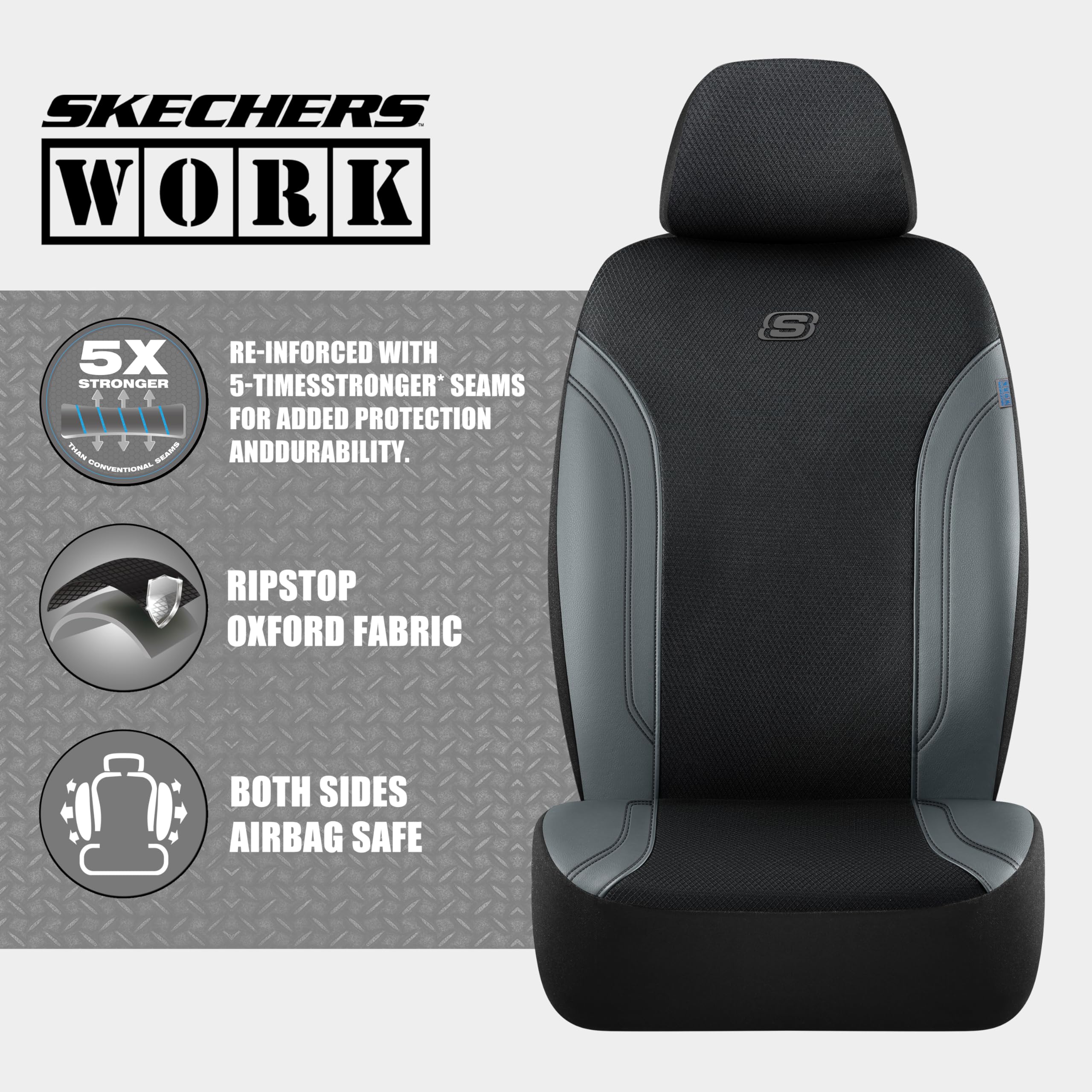 Skechers passenger-side seam designed for airbag compatibility and safety