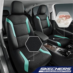 Skechers leather and Air-Cool mesh detail highlighting breathable fabric and premium look