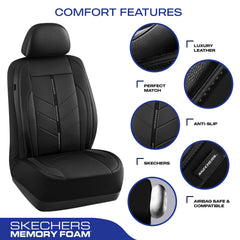 Skechers seat in use on driver side demonstrates secure non-slip fit