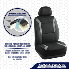 Skechers cover installed on driver seat illustrating ergonomic support