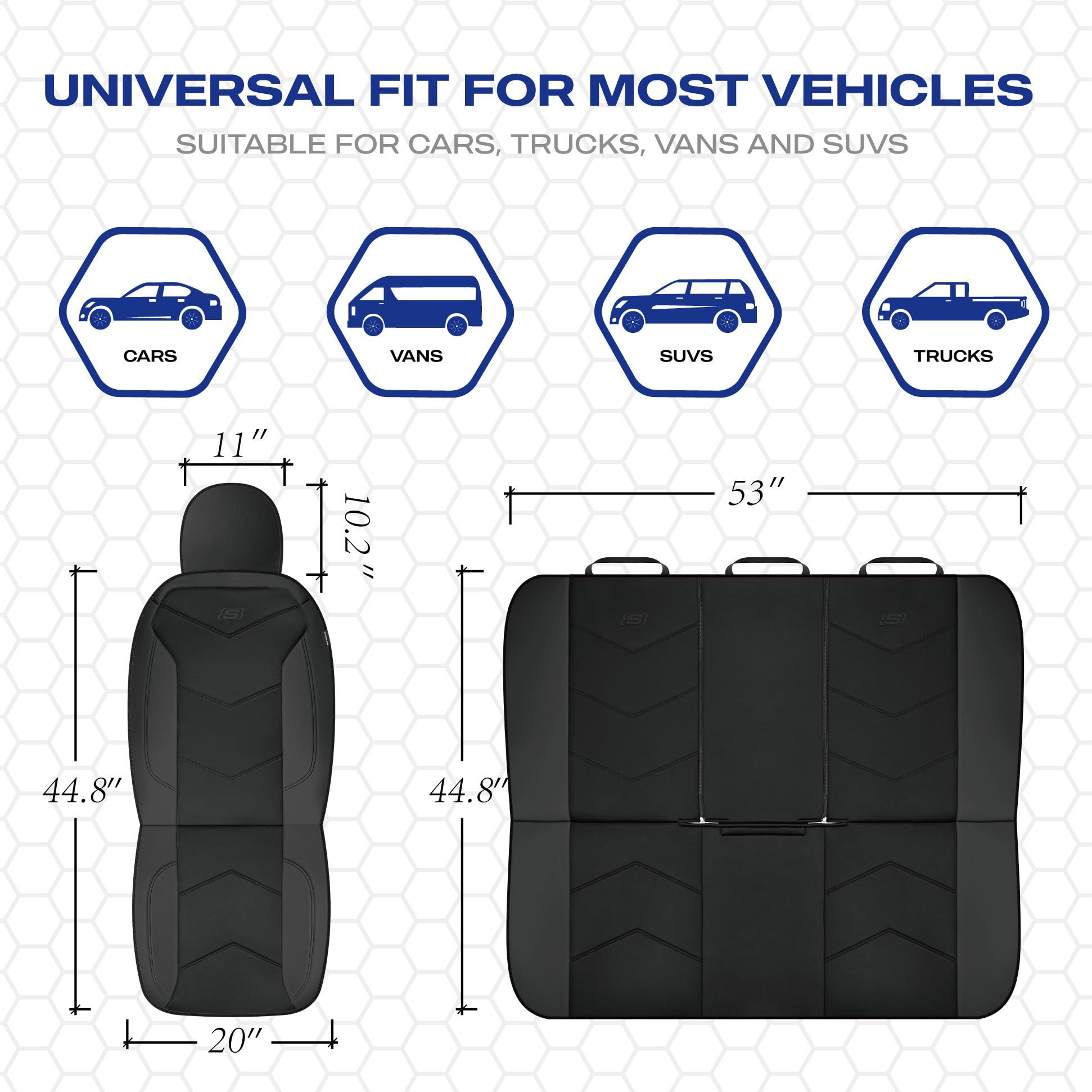 Skechers full backseat set protecting rear upholstery and offering uniform look