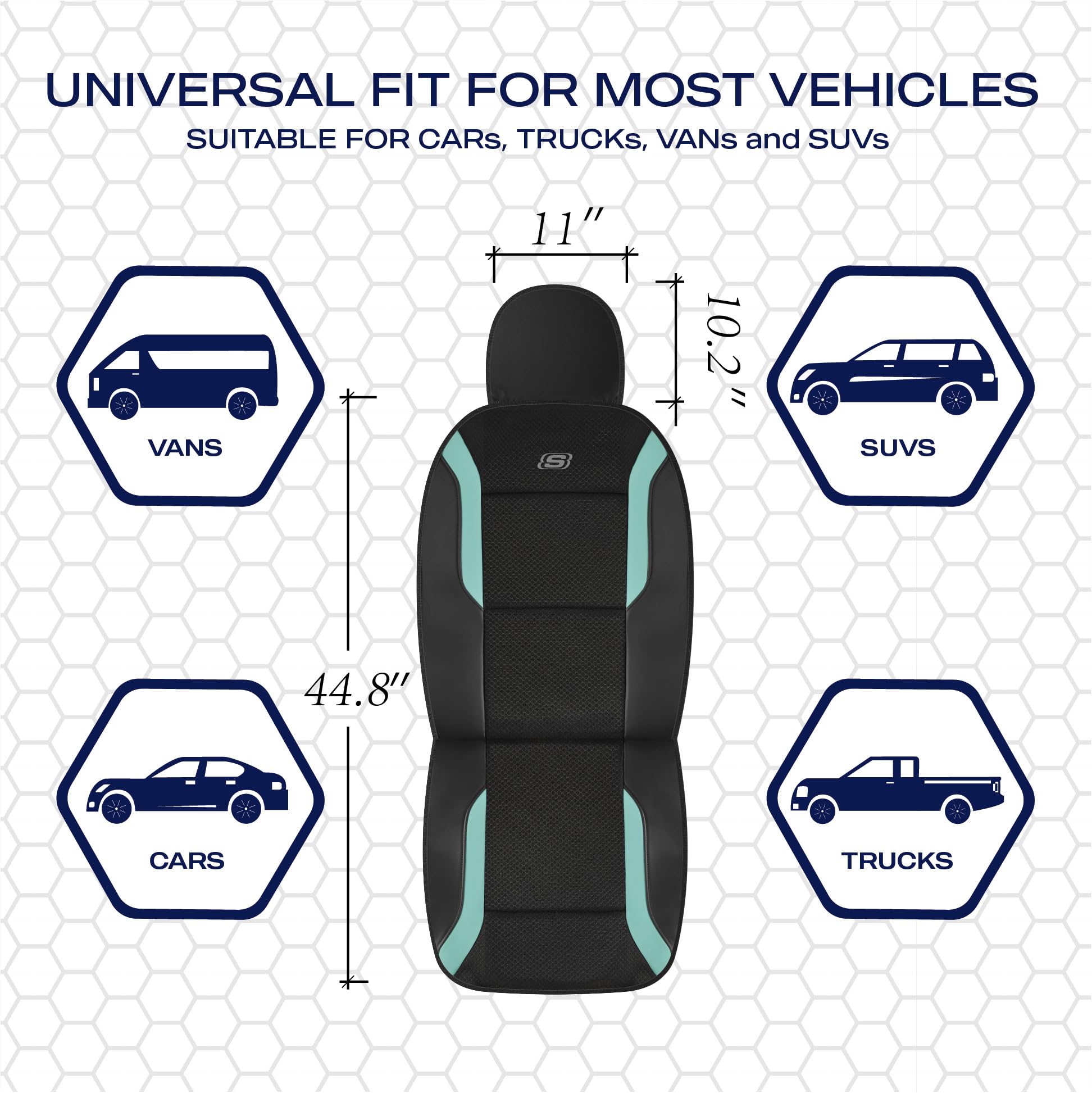 Skechers closeup of side-airbag seam showing compatibility and safety-preserving design