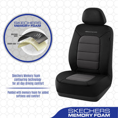 Skechers seat cover seam designed for airbag compatibility and safe deployment