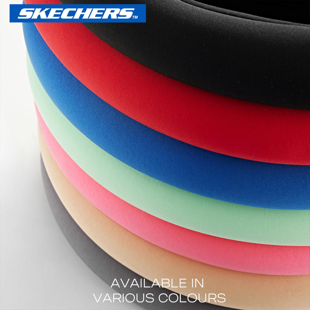 Skechers product label and materials view highlighting quality and durable fabrics