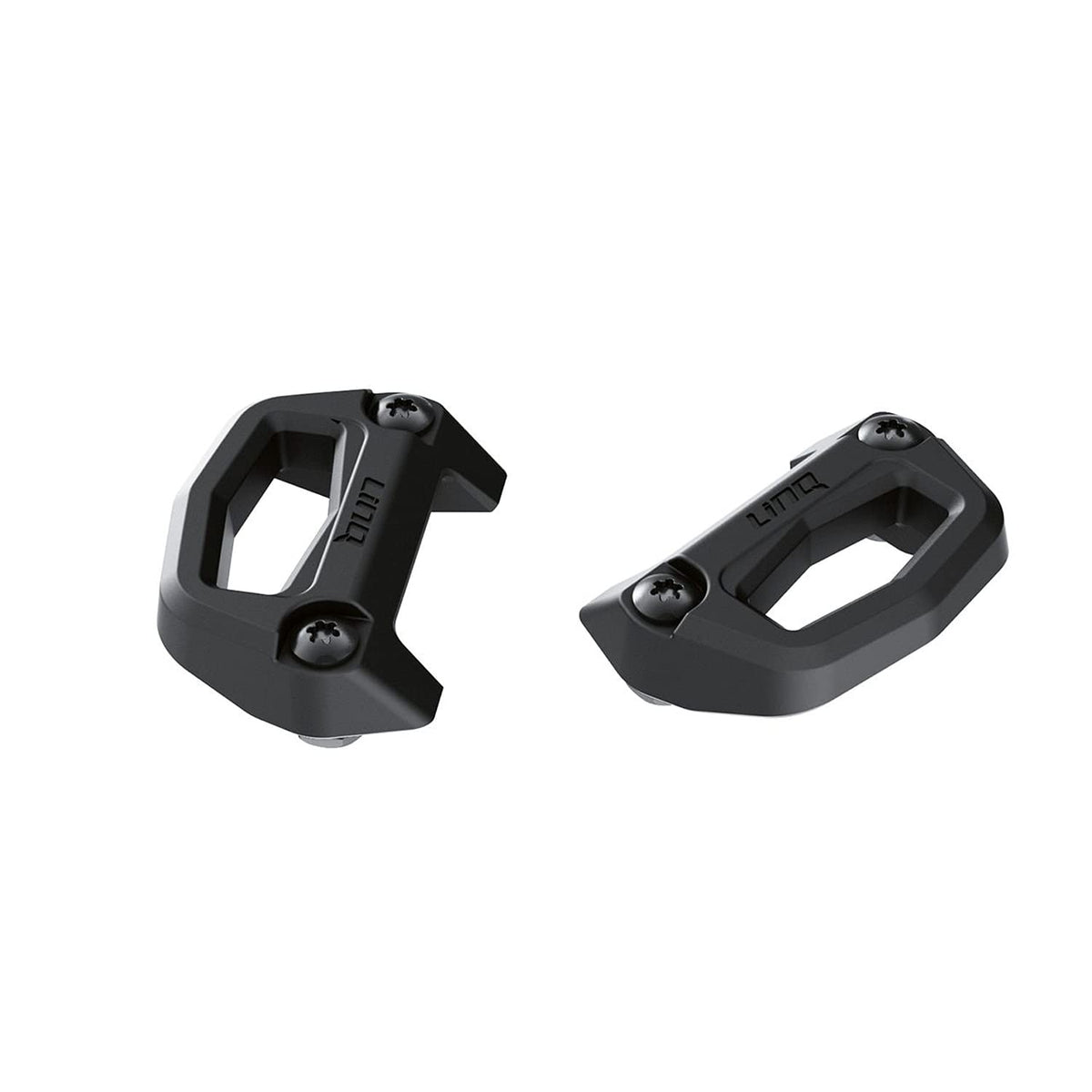 Ski‑Doo OEM LinQ bases front view showing full kit and secure mounting benefit