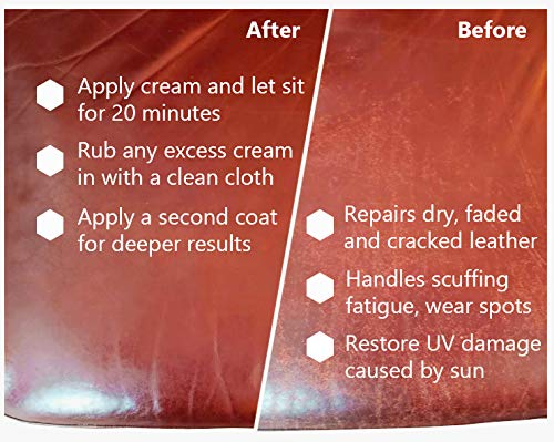 Skidmore's cream absorbing into leather close-up to revive suppleness benefit