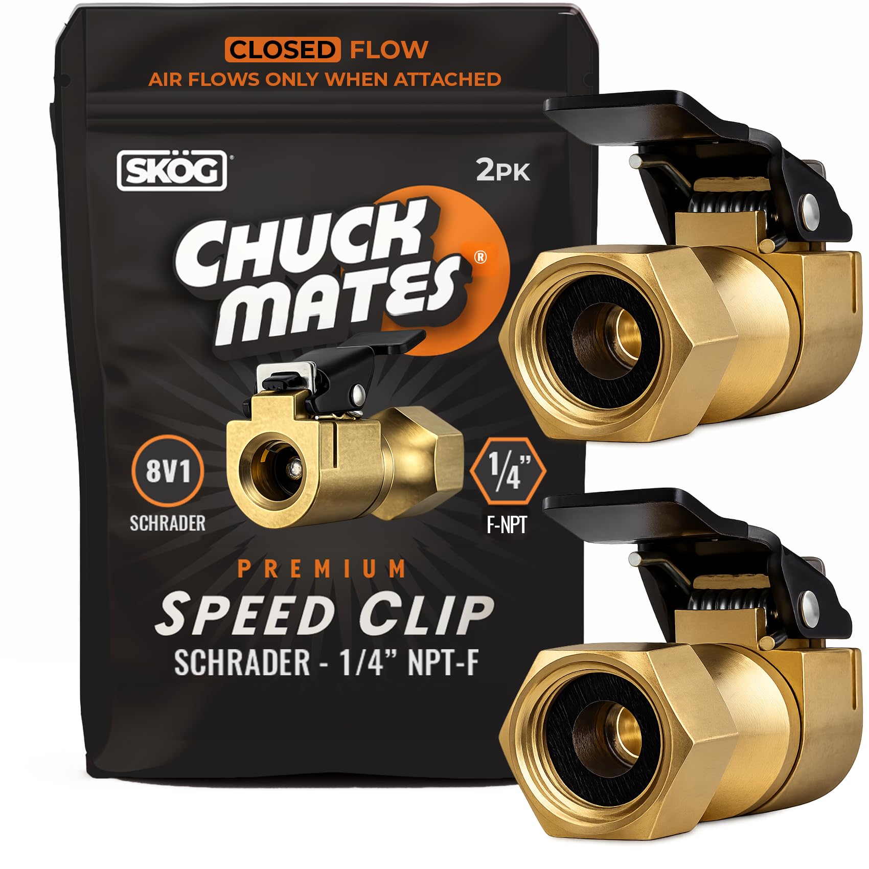 SKÖG Chuck Mates front view showing two chucks and packaging, illustrating professional readiness