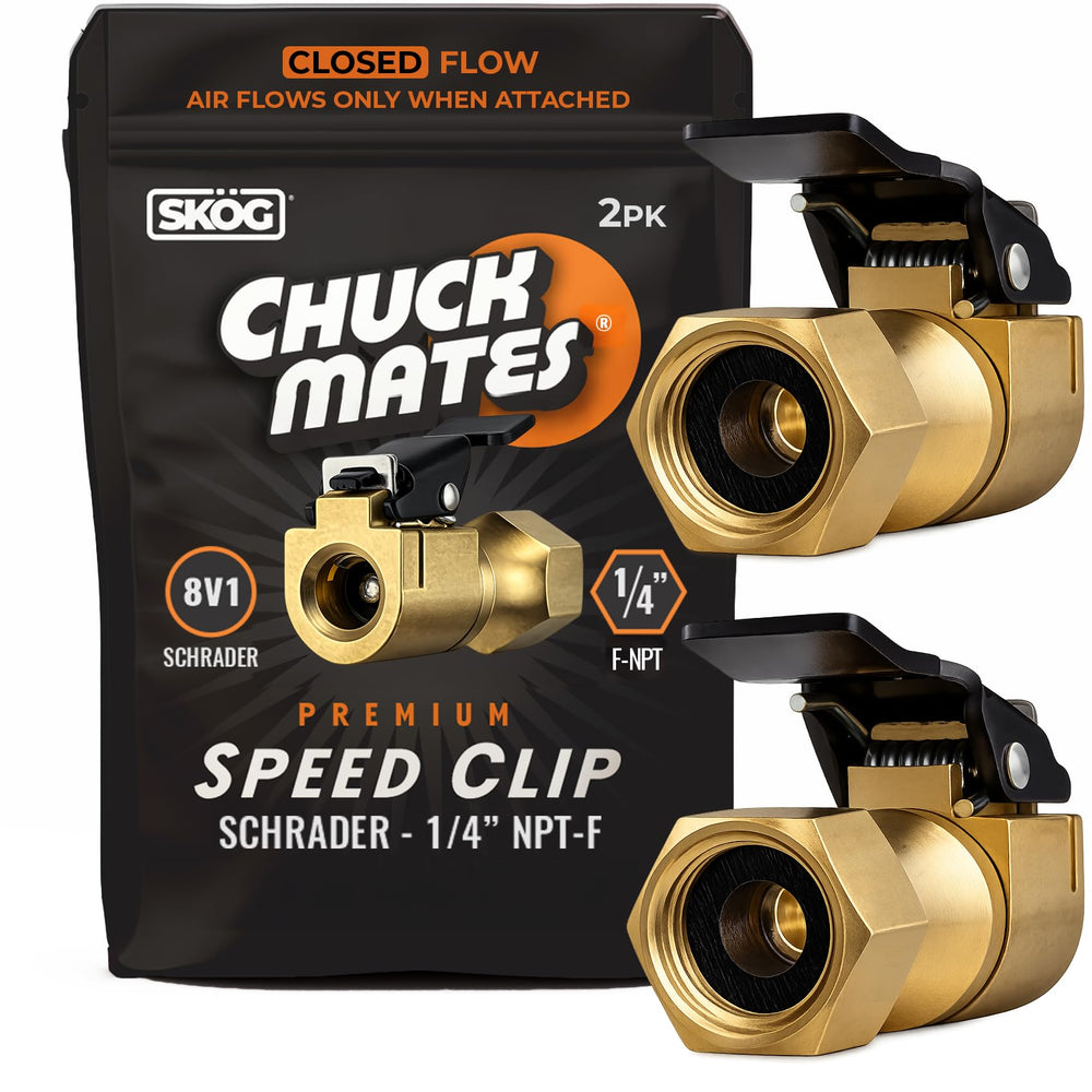SKÖG Chuck Mates front view showing two chucks and packaging, illustrating professional readiness