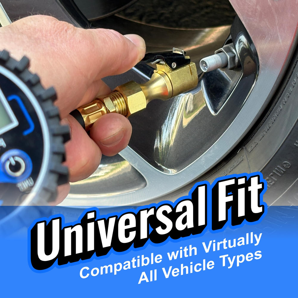 SKÖG chuck inflating car tire illustrating faster inflation time for maintenance tasks